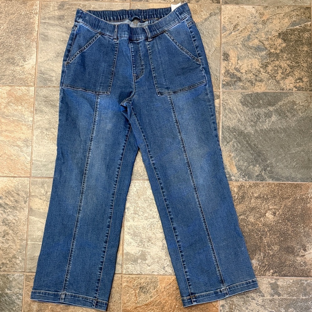Isaac Mizrahi Blue Denim Jeans with Contrast Stitching